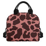 Red Brown Cow Print Insulated Lunch Bag
