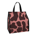 Red Brown Cow Print Insulated Lunch Tote