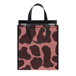 Red Brown Cow Print Insulated Lunch Tote