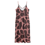 Red Brown Cow Print Jersey Midi Cami Dress
