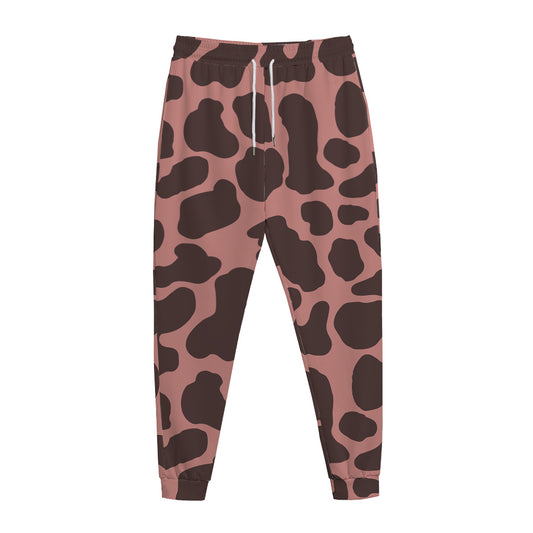 Red Brown Cow Print Jogger Pants