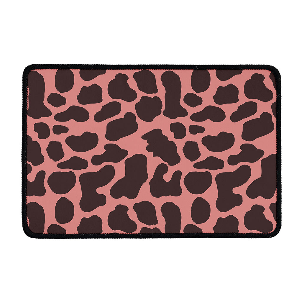 Red Brown Cow Print Kitchen Mat