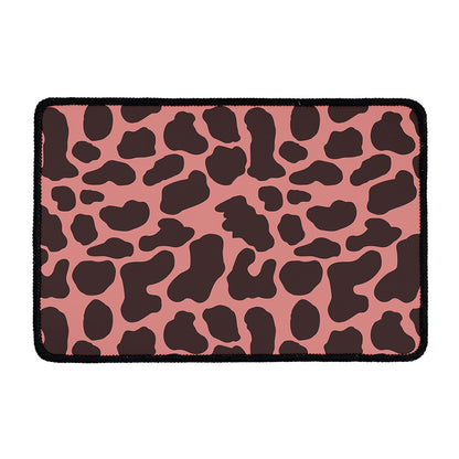 Red Brown Cow Print Kitchen Mat
