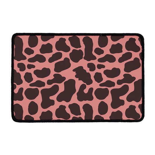 Red Brown Cow Print Kitchen Mat