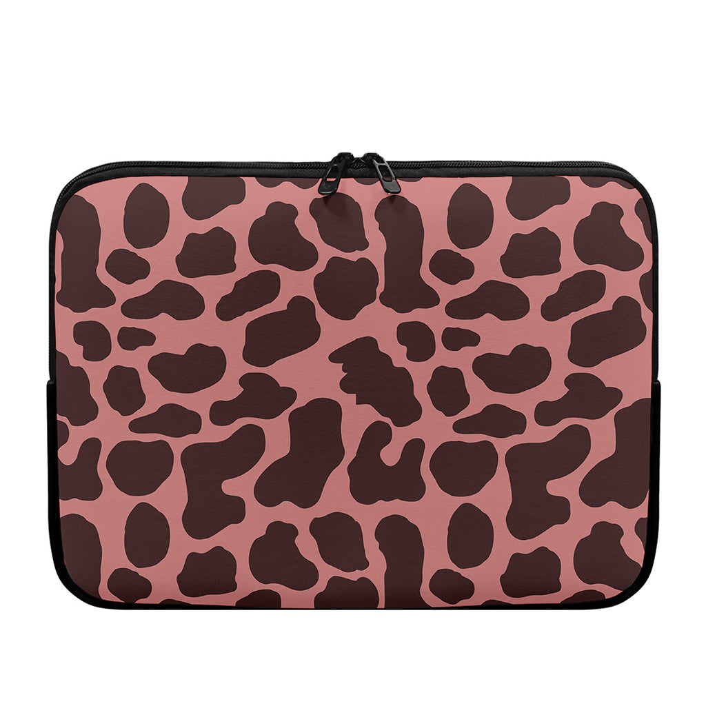 Red Brown Cow Print Laptop Sleeve