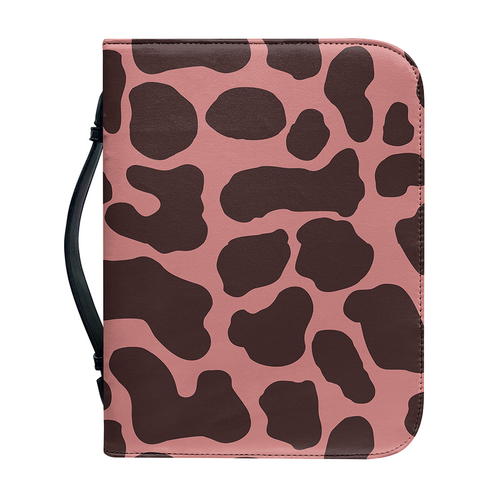 Red Brown Cow Print Leather Bible Cover