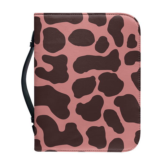 Red Brown Cow Print Leather Bible Cover