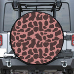Red Brown Cow Print Leather Spare Tire Cover