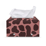 Red Brown Cow Print Leather Tissue Box Cover