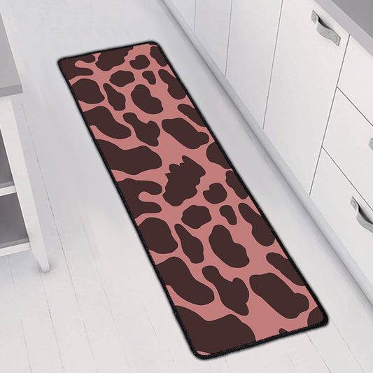 Red Brown Cow Print Long Kitchen Mat
