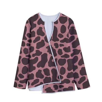 Red Brown Cow Print Long Sleeve Short Coat