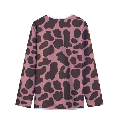 Red Brown Cow Print Long Sleeve Short Coat