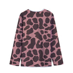 Red Brown Cow Print Long Sleeve Short Coat