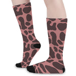 Red Brown Cow Print Long Socks