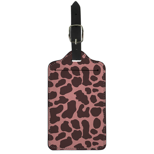 Red Brown Cow Print Luggage Tag