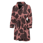 Red Brown Cow Print Men's Bathrobe