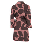 Red Brown Cow Print Men's Bathrobe