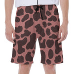 Red Brown Cow Print Men's Beach Shorts