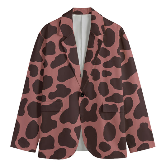Red Brown Cow Print Men's Blazer