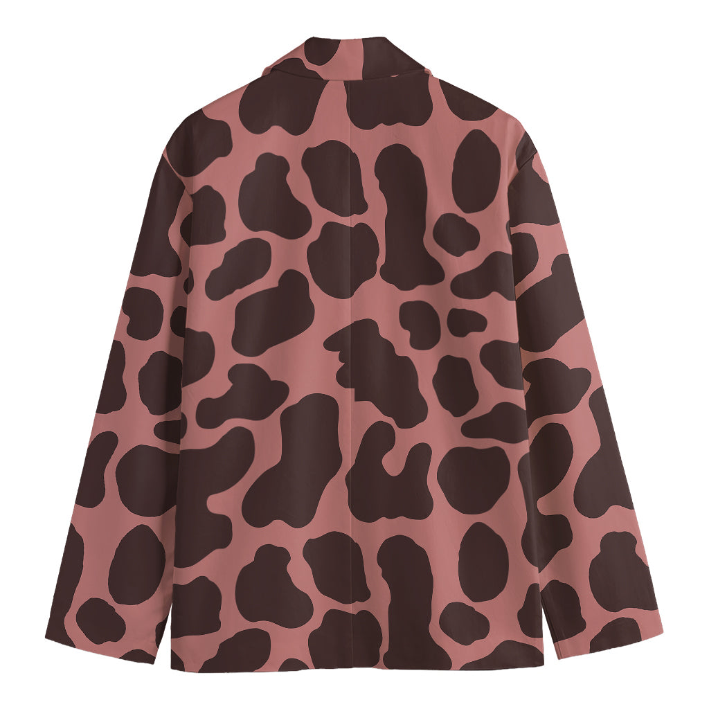 Red Brown Cow Print Men's Blazer