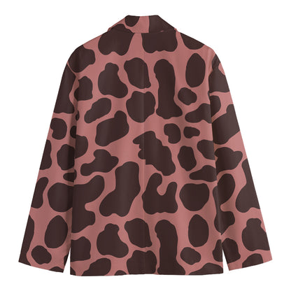 Red Brown Cow Print Men's Blazer