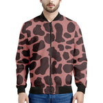 Red Brown Cow Print Men's Bomber Jacket
