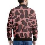 Red Brown Cow Print Men's Bomber Jacket