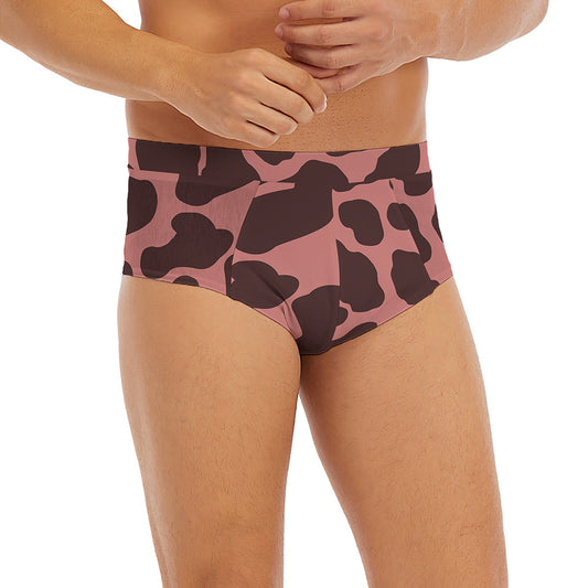 Red Brown Cow Print Men's Briefs