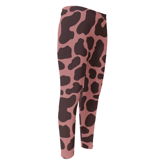 Red Brown Cow Print Men's Compression Pants
