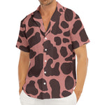 Red Brown Cow Print Men's Deep V-Neck Shirt