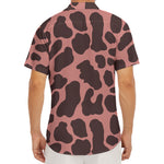 Red Brown Cow Print Men's Deep V-Neck Shirt
