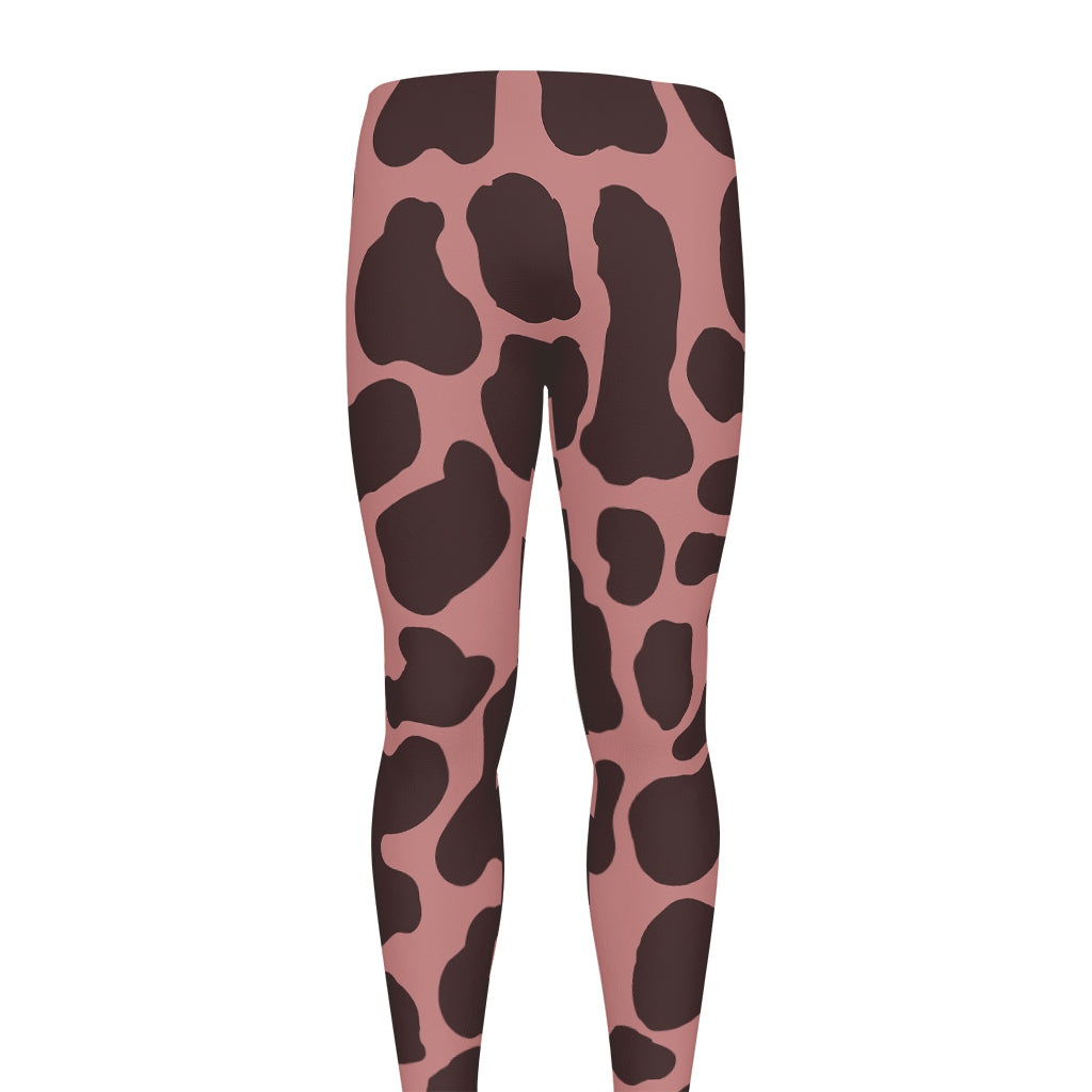 Red Brown Cow Print Men's leggings