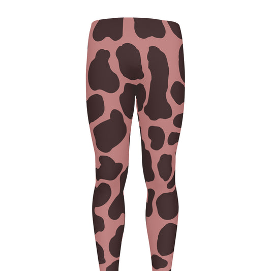 Red Brown Cow Print Men's leggings