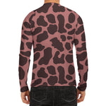 Red Brown Cow Print Men's Long Sleeve Rash Guard