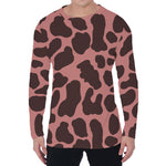 Red Brown Cow Print Men's Long Sleeve T-Shirt