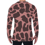 Red Brown Cow Print Men's Long Sleeve T-Shirt