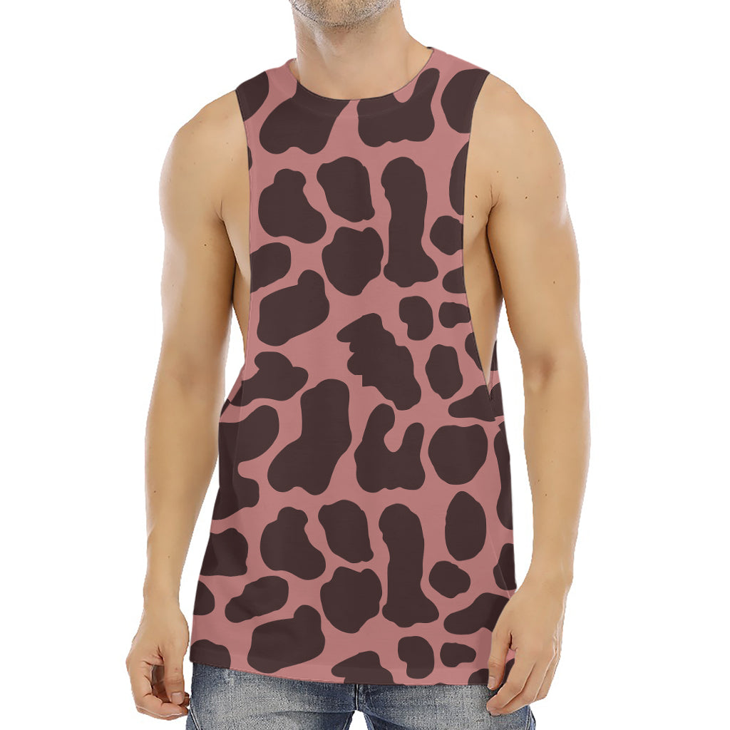 Red Brown Cow Print Men's Muscle Tank Top
