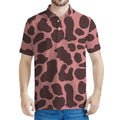 Red Brown Cow Print Men's Polo Shirt