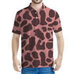 Red Brown Cow Print Men's Polo Shirt