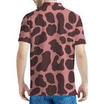 Red Brown Cow Print Men's Polo Shirt