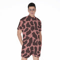 Red Brown Cow Print Men's Romper