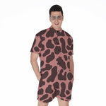 Red Brown Cow Print Men's Rompers