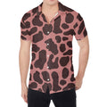 Red Brown Cow Print Men's Shirt
