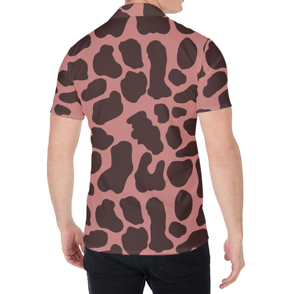 Red Brown Cow Print Men's Shirt