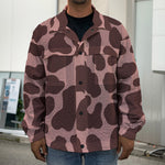 Red Brown Cow Print Men's Shirt Jacket