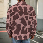 Red Brown Cow Print Men's Shirt Jacket
