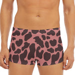 Red Brown Cow Print Men's Short Boxer Briefs