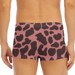 Red Brown Cow Print Men's Short Boxer Briefs