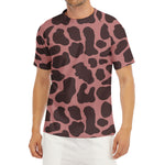 Red Brown Cow Print Men's Short Sleeve Rash Guard