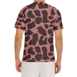 Red Brown Cow Print Men's Short Sleeve Rash Guard